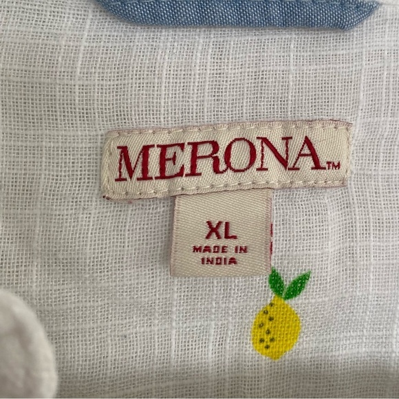 Merona White Pineapple Button Shirt Size XL - Picture 10 of 14